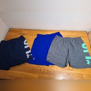 Mens Under Armour Gray, Blue, and Navy Shorts Trio, Size Xl